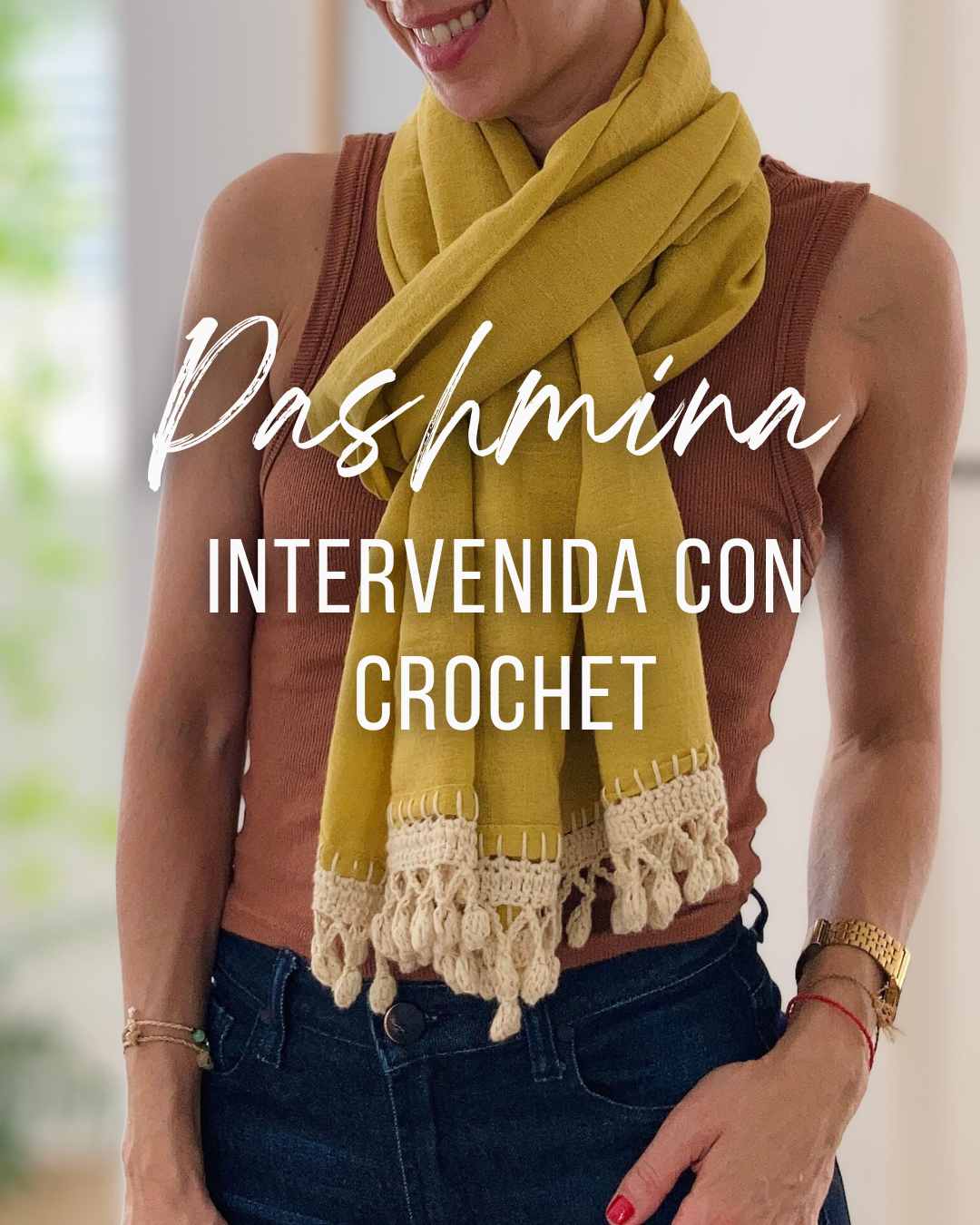 Pashmina Intervenida con Crochet (Crochet + Tela)